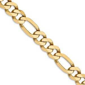 Men's 8.75mm, 14k Yellow Gold, Flat Figaro Chain Necklace, 22 Inch